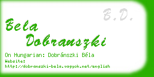 bela dobranszki business card